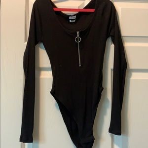 Urban outfitters black zip up body suit size xs